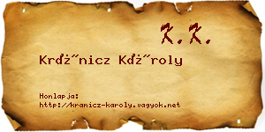 Kránicz Károly névjegykártya