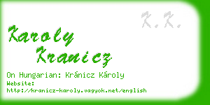 karoly kranicz business card