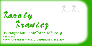 karoly kranicz business card